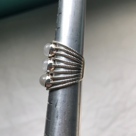 Triple Rainbow Moonstone 925 sterling silver band - Picture 8 of 8